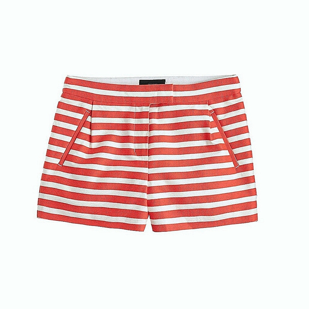 J. Crew Mid Rise Textured Stripe Festival Orange Chino Shorts Size 4